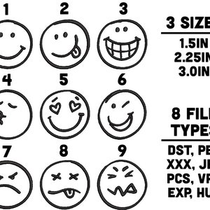 9 Smiles - Embroidery Files - FILES ONLY