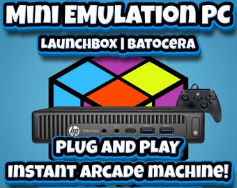 Mini Emu Arcade PC Console Bundle | 512GB | Plug and Play | Launchbox BigBox Batocera OS | All-in-one Retro Computer | Controller Included