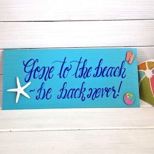 Beach Lover Sign: Hand-Painted Coastal Door Hanger with Starfish