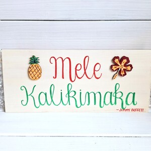 Hand Painted Jimmy Buffett Sign: Mele Kalikimaka, Hawaiian Christmas