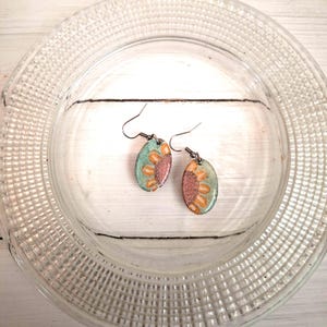 Hand-Painted Sunflower Earrings: Boho Wood Jewelry