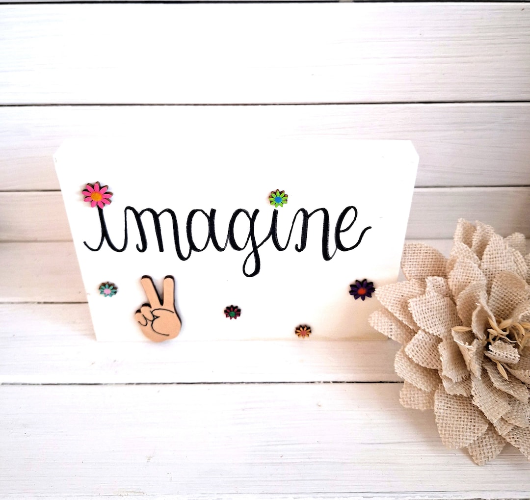 Imagine Wooden Sign: John Lennon Inspired Decor With Peace Sign - Etsy