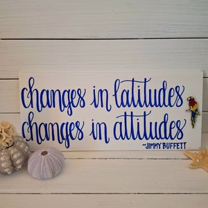 Hand Painted Jimmy Buffett Sign: "Changes In Latitudes" with Parrot