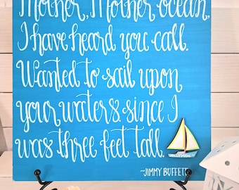 Hand Painted Jimmy Buffett Sign: Mother Mother Ocean