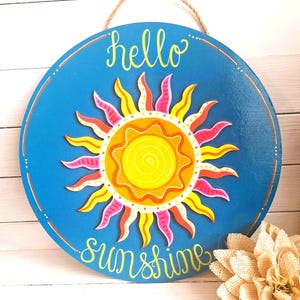 Hello Sunshine Sign: Hand-Painted Boho Wall Decor