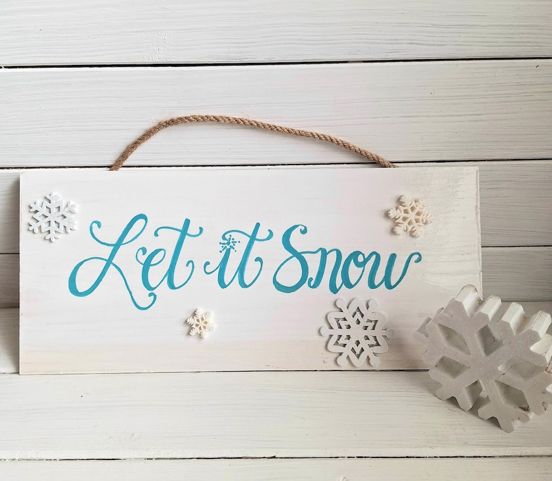 Let It Snow, Wooden Sign, Winter Sign, Winter Door Hanger, Hand Painted ...