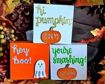 Handmade Halloween Mini Wood Sign: Tiered Tray Decor