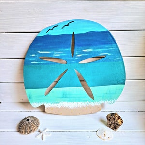 Sand Dollar, Hand Painted Sand Dollar, Coastal decor, Beach Decor, Wooden, Ten Inches