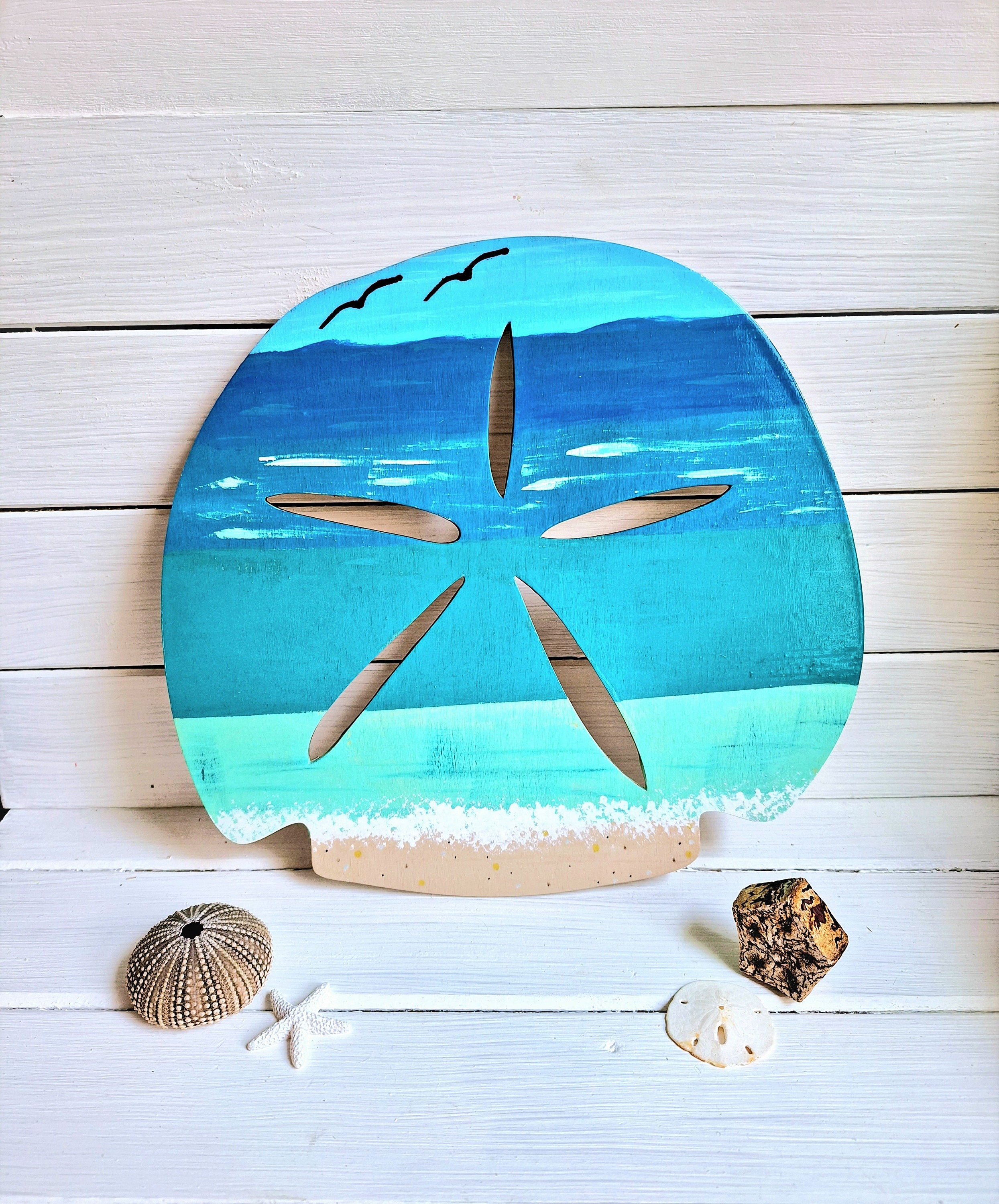 Sand Dollar, Hand Painted Sand Dollar, Coastal Decor, Beach Decor, Wooden,  Ten Inches 