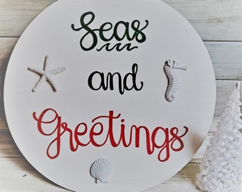 Seas and Greetings Sign: Nautical Christmas Decor