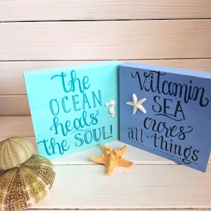 Nautical Wooden Sign: Hand Painted Beach Decor