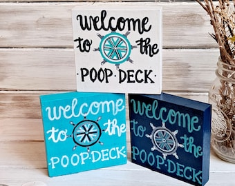 Poop Deck Sign: Funny Bathroom Decor, Nautical Home Art, Boat Sign