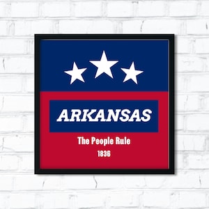 Arkansas Digital Printable Art, Minimalist Red, White, & Blue Design with State Motto : Instant Download