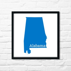 Alabama minimalistische Karte - druckbare Kunst in blau & weiß - sofortiger digitaler Download