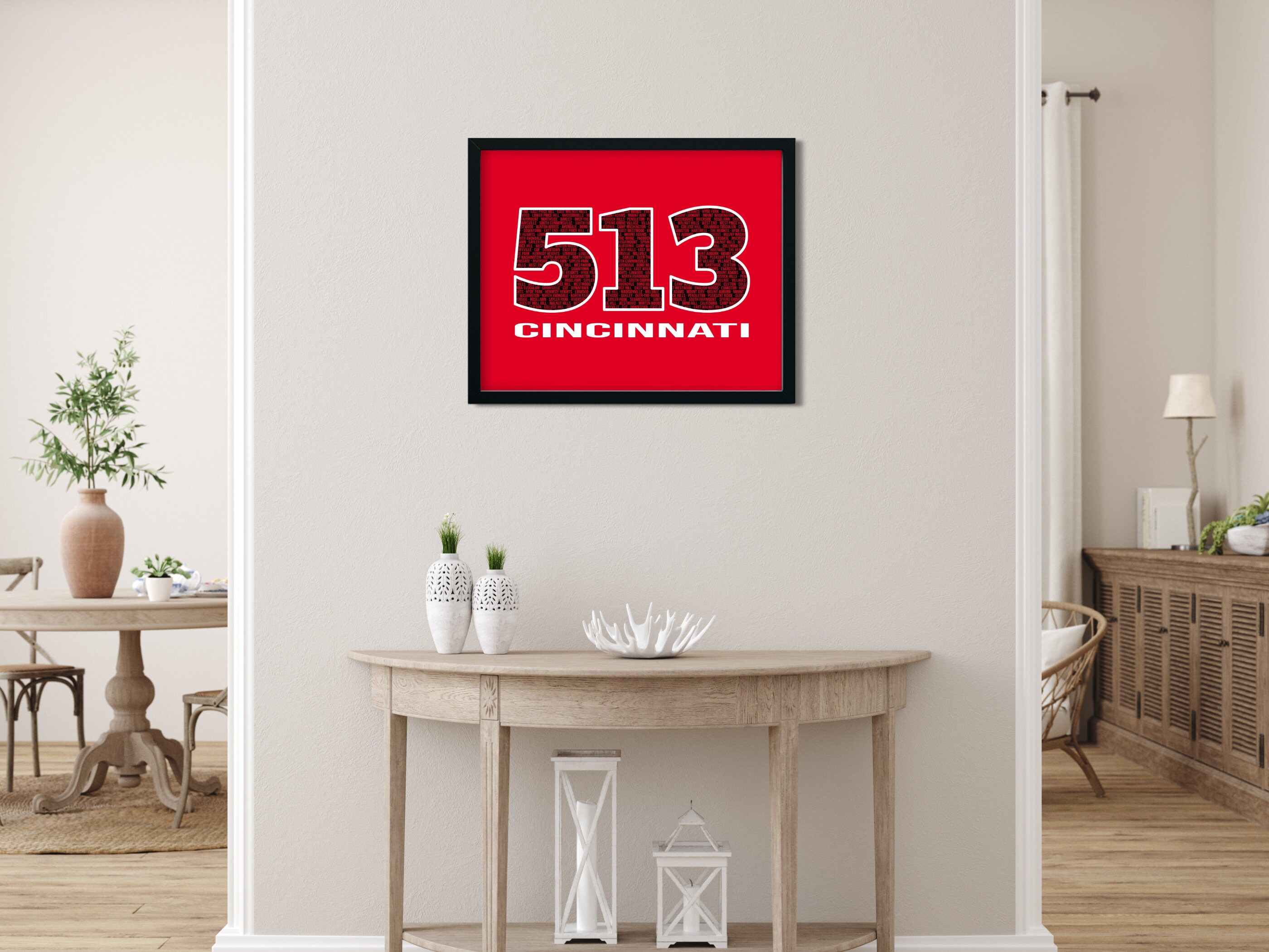 Cincinnati Neighborhoods Digital Art Print, Red, Black, & White Ohio ...