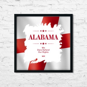 Alabama State Motto Digitale Download, Rood, Wit, Serif, Sans Serif-lettertype, Art Print, Vlag, Kaart, Staatsvorm, 1 Hi Res JPG, 1 PDF