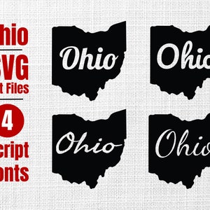 Ohio SVG Cut Files Bundle Digital Download, Script Fonts, State Shape Map, Minimalist, 16 Total Files - jpg, pdf, png, svg