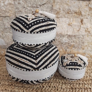 Fromバリ ビーズバスケット3点セット（ホワイト）