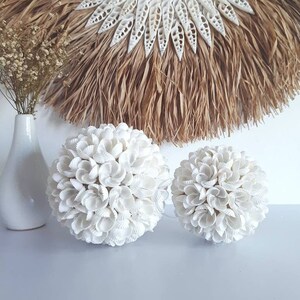 Flower Style Seashell Balls, Shell Flower Ball, Bali Handmade, Home Decoration, Shell Decor, Set of 3