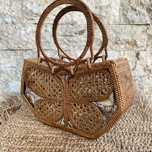 Rattan Tote Bag, Summer Handbag, Rattan Sling Bag, Woven Beach Bag, Crossbody Bags