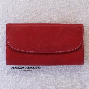 Cartera de cuero genuino marroquí artesanal