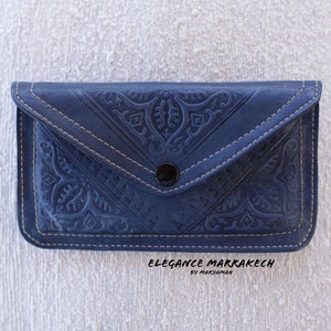Portefeuille marocain en cuir fait à la main, Portefeuille de cartes pour femmes, Portefeuille de téléphone en cuir, Portefeuille en cuir Femmes