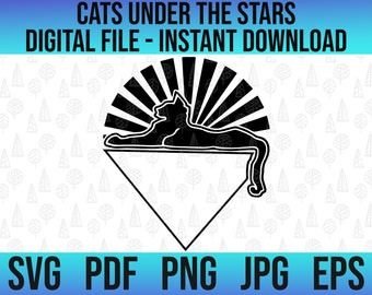 Cats Under The Stars SVG | Grateful Dead | for Glowforge, Cricut etc | Design file in EPS, PDF more