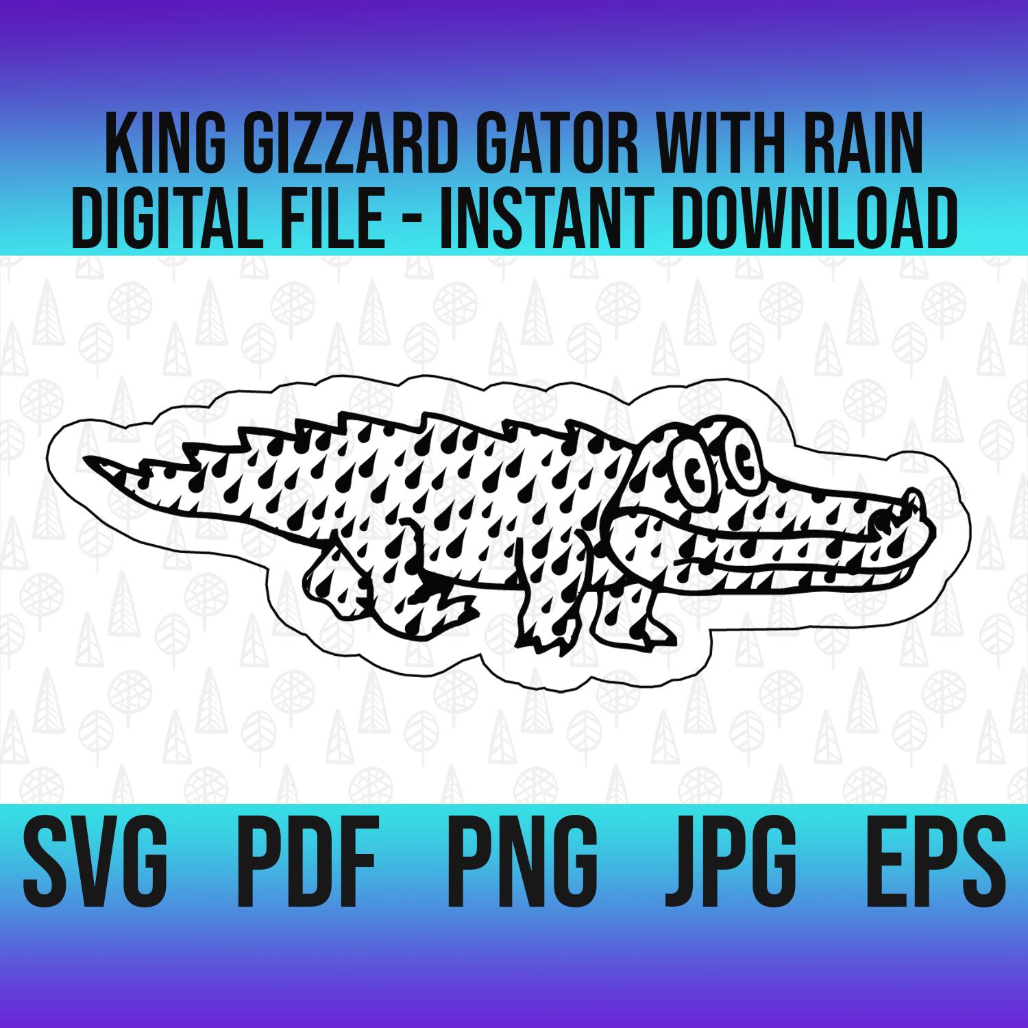 King Gizzard Gator With Rain SVG | for Glowforge, Cricut etc | Design file in EPS, PDF more by BrighterDayDesignCo