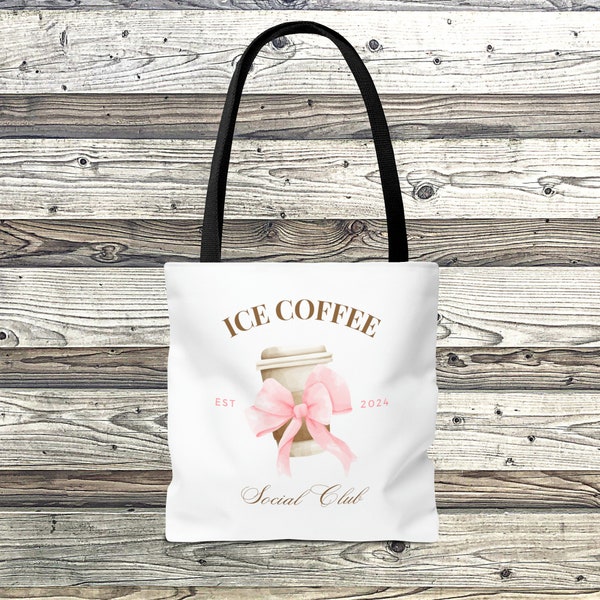 Tote Bag Pink Bow, Coquette Tote Bag, Coffee Lovers Gifts, Girly Coffe Tote Bag, Comfort and Stylish Totes, Gifts for Mom, Gifts for Grandma