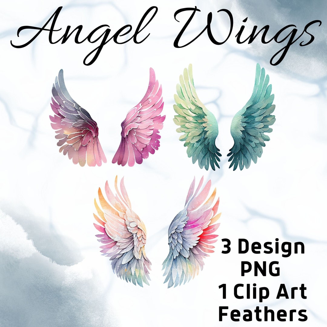 PNG Bundle Angel Wings, Pastel Colors Angel Wings, Digital Download ...