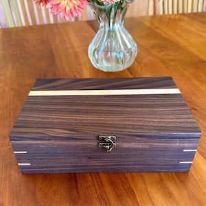 Walnut Wood Keepsake Box, Hinged Lid with Clasp, Personalized Gift, Medium