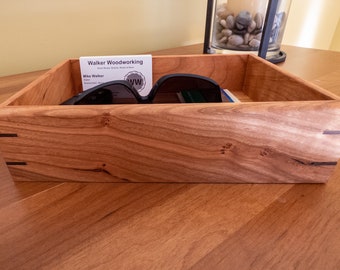 Cherry Wood Valet Box ,Organizer, Gift, Handmade in Maine