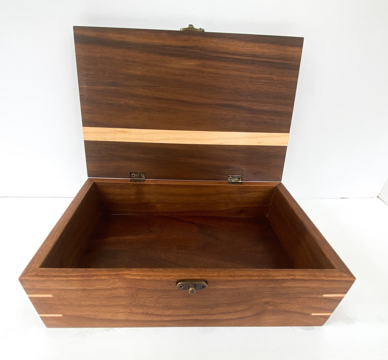 Medium Walnut Keepsake Box Wooden Box With Hinged Lid and Etsy