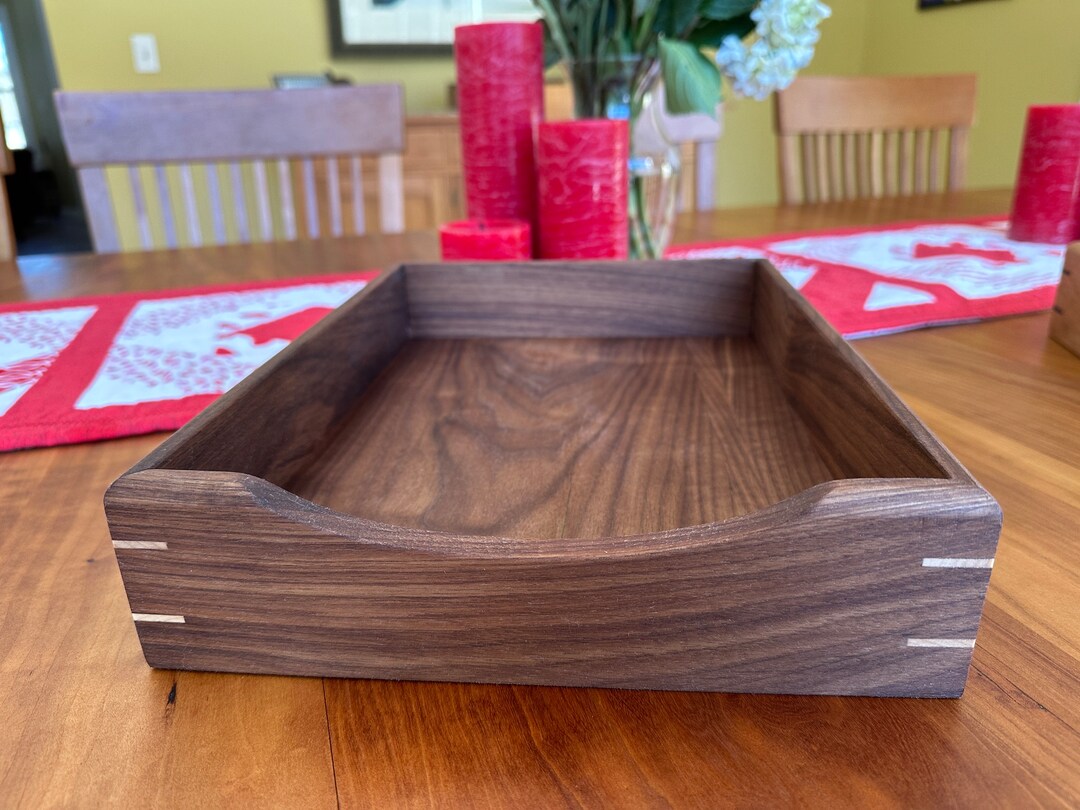 Walnut Wood Letter Box ,desk Organizer, Gift, Inbox, Handmade in Maine