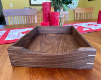 Walnut Wood Letter Box ,Desk Organizer, Gift, Inbox, Handmade in Maine