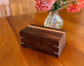 Walnut Wood Keepsake Box, Drop in Lid, Personalized Gift, Small