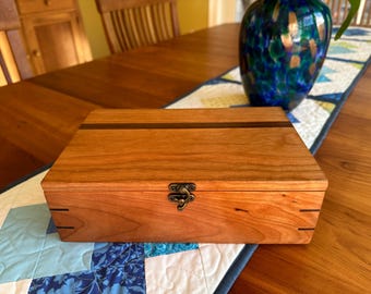 Personalized Cherry Wood Keepsake Box, 105 Degree Hinged Lid with Clasp, Personalized Gift, Medium