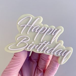 Happy Birthday Stamp & Cutter Embosser Stamp Fondant Stamp Cookie Cutter image 1