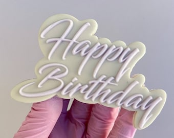 Happy Birthday Stamp & Cutter Embosser Stamp Fondant Stamp Cookie Cutter