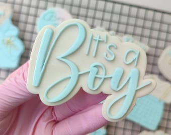 It's a Boy Gender Reveal Baby Shower Embosser Stamp Cookie Cutter Fondant - sugarcraft