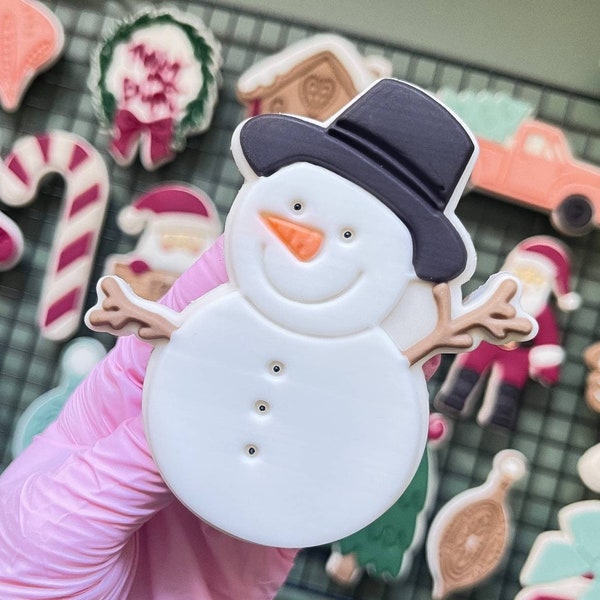 Snowman Pop Up Embosser Cookie Stamp with matching Cookie Cutter