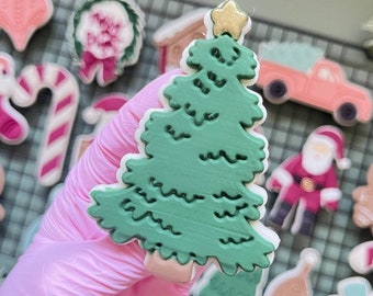 Christmas Tree 2 Up Embosser Cookie Stamp with matching Cookie Cutter