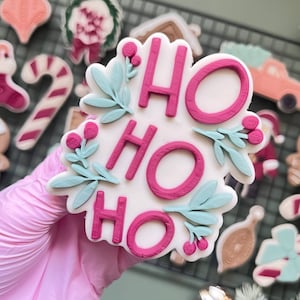 Ho Ho Ho Pop Up Embosser Cookie Stamp with matching Cookie Cutter