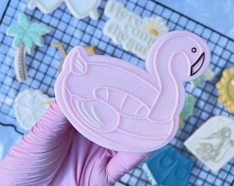 Flamingo Swimming Ring Cookie Stamp with Cookie Cutter Cookie Cutter Biscuit Stamp