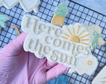 Here comes the sun Lettering Cookie Stamp with Cookie Cutter Cookie Cutter Biscuit Stamp