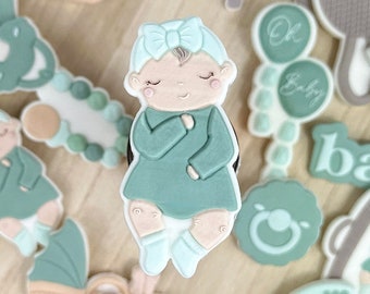 Cute Baby Boho Cookie Cutter & Embosser Stamp Set for Baby Shower