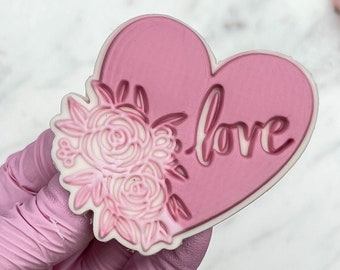 Love Heart Floral Cookie Cutter & Embosser Stamp
