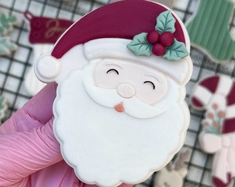 Mr. Claus Boho Christmas Embosser Cookie Stamp with Cookie Cutter Sugarcookie Stencil