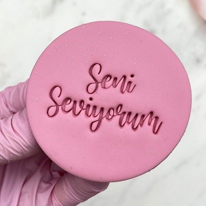 Seni Seviyorum Acrylic Font Cookie Stamp