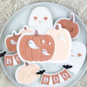 Pumpkins Duo with Ghosts PLA STEMPEL Halloween Charaktere Pop Up Sugarcookie Stamp Embosser Fondant Stamp Cookie Cutter